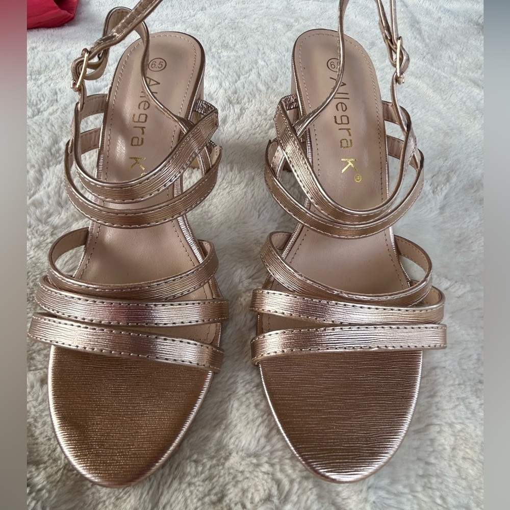 Allegra K. Sandals. size 6.5 rose gold.